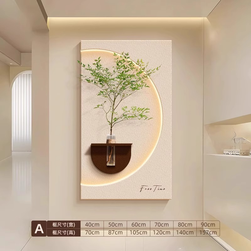 クリーム風客間背景壁装飾画水培緑植戸は玄関廊下の通路壁画を掛けている