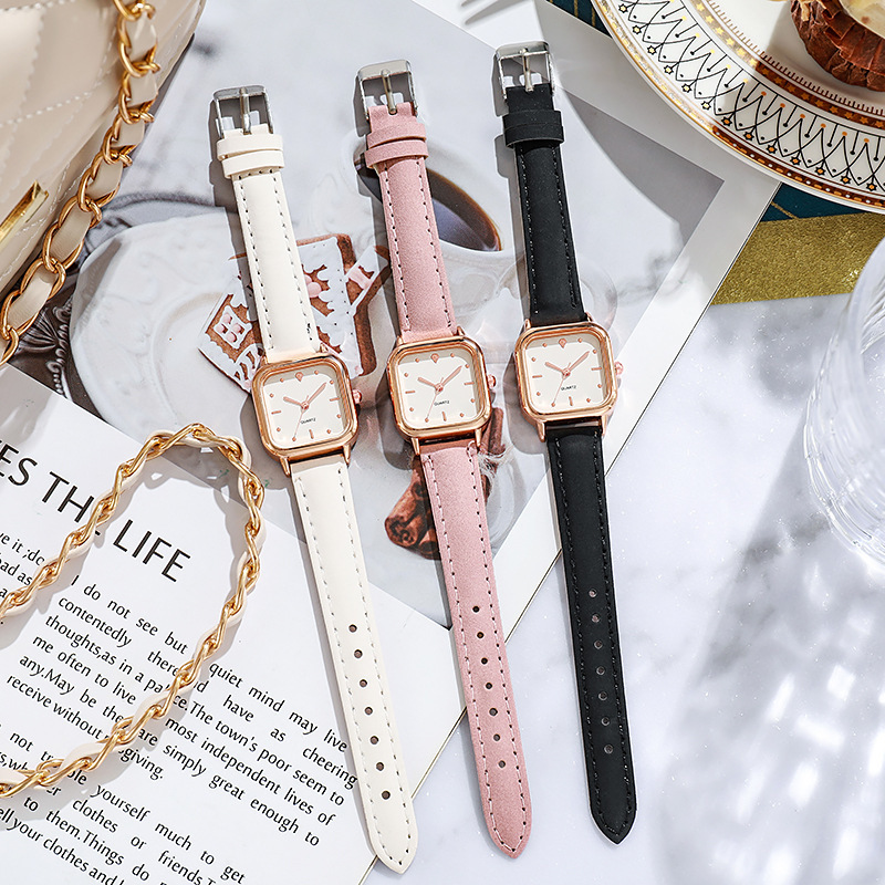 Small Square Shaped Simple Casual Ins Style Niche Light Luxury Big Temperament Quartz Belt Women's Watch_voghion.com