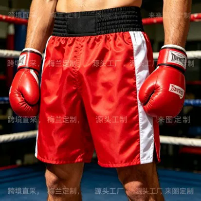 Cross-Border Direct Purchase Boxing Pants, Fighting Shorts, Muay Thai Shorts, Sanda Training Shorts, Custom-Made from Source Factory
