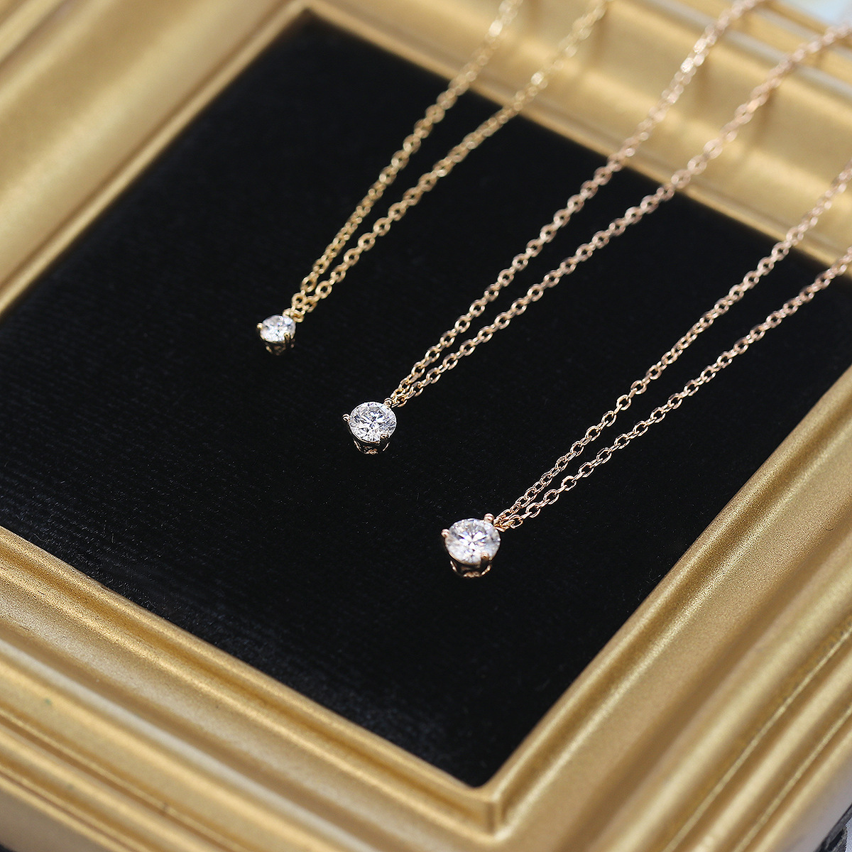 cable chain Chain Type Daily Occasion 925 Sterling Silver Moissanite Cable Chain Geometric Pendant Necklace