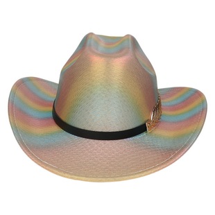 New Magic Cow Hat European and American Big Rim Topper Hat Halloween Carnival Jazz Hat Western Denim for Men and Women