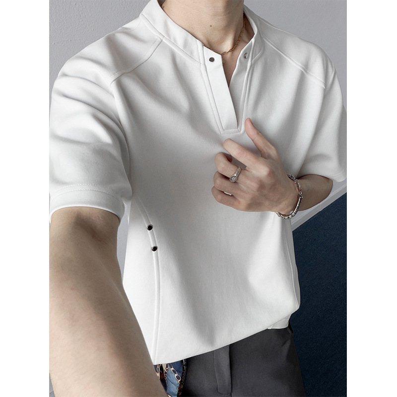 2026 Summer New Model 250g Mamba Cotton Patchwork V-Neck Short-Sleeved T-Shirt Dt6251 Special P28 Recommended Retail Price 68 2026 Summer New Model 250g Mamba Cotton Patchwork V-Neck Short-Sleeved T-Shirt Dt6251 Special P28 Recommended Retail Price 68