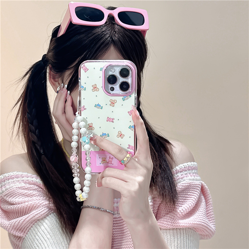 Orsetto e coniglio con giunture Adatto per iPhone 14 Custodia per telefono carina 12 ProMax Apple 13 Catena 11 Anti caduta Femmina_voghion.com