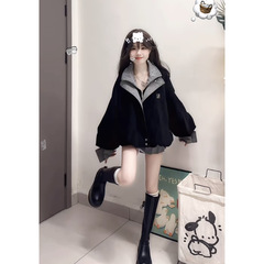 入秋一整套女装2025新款韩版时尚百搭宽松拼接夹克外套短裙两件套