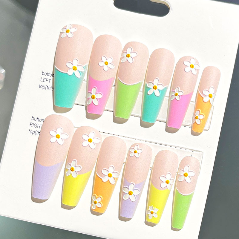 Nuevas uñas portátiles para adultos, uñas en relieve estéreo, parches de manicura, uñas postizas, uñas terminadas, uñas largas de ballet