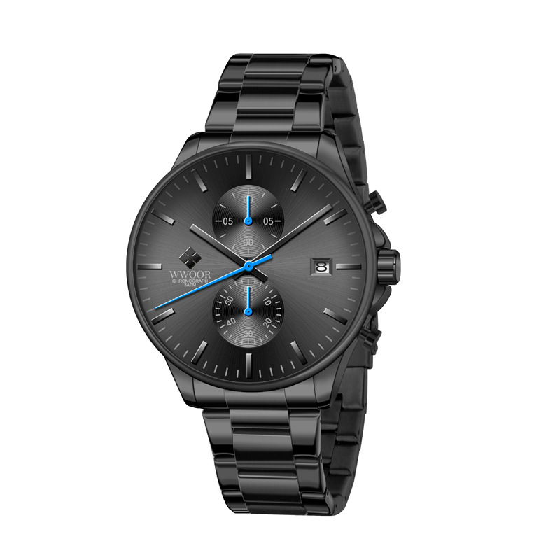 WWOOR/Hold amor 8844 nuevo calendario simple casual movimiento de cuarzo moda Correa acero reloj los hombres