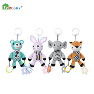BBSKY Baby Cute Cartoon Animal Plush Toy Wind Bell Baby Molar Soothing Toy Bed Hanging Car Hanging