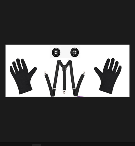 Tirantes negros + guantes + botones