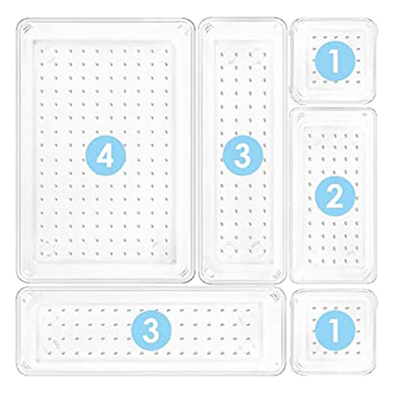 La combinación de cajas de almacenamiento más vendida de Amazon, juego de lunares transparentes, cajón para cosméticos, caja divisoria organizadora incorporada