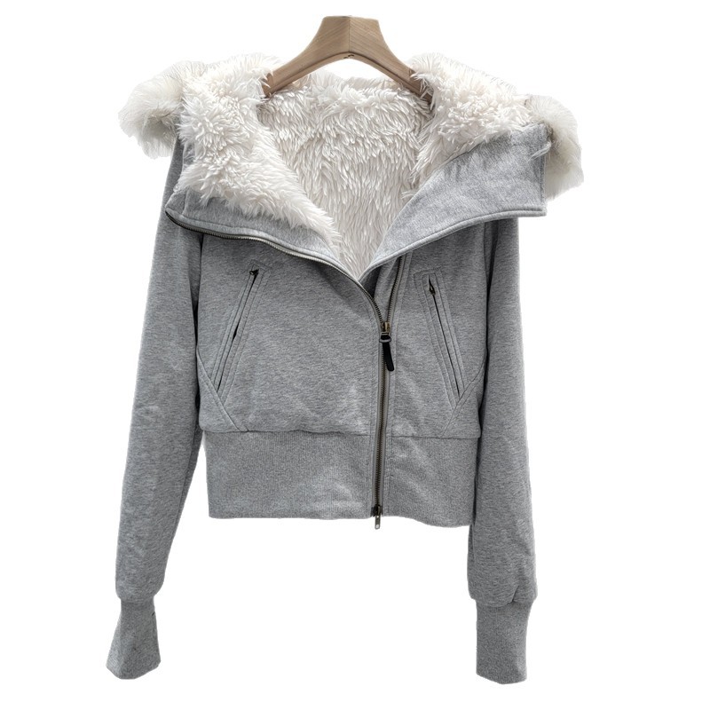 Estilo europeo y americano delgado cuello de lana con capuchón corto de algodón de invierno de mujer chaqueta de algodón caliente nueva chaqueta de algodón image 5
