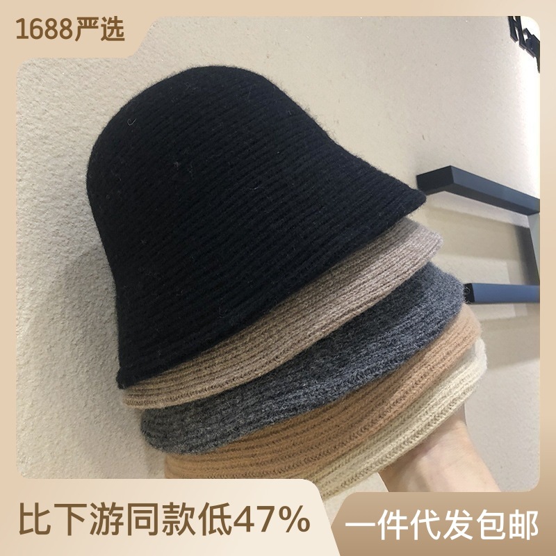 Internet Celebrity ins Autumn and Winter Korean-style Fisherman's Hat Knitted Wool Women's Thickened Warm Fashion All-match Line Bucket Basin Hat
