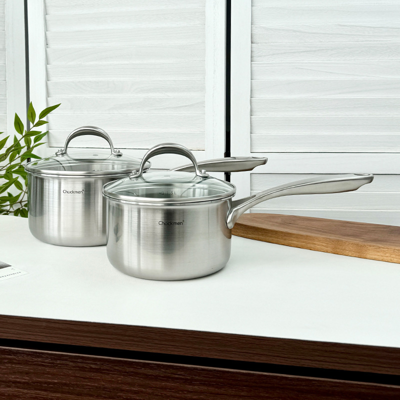 Chockmen Zhuo Deming 18 / 10 de acero inoxidable de un solo mango de leche 16 / 18cm de paneles de fideos suplementarios con escala