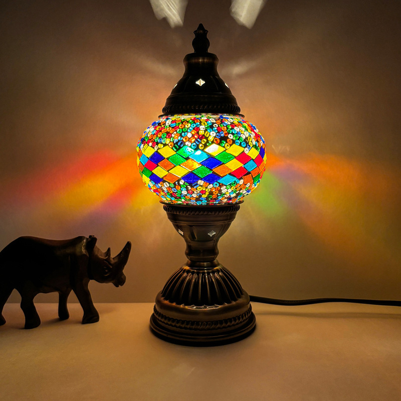 Moroccan Exotic Mosaic Bedroom Bedside Gift Glass Lamp Internet Celebrity Xinjiang Turkish Table Lamp Turkish Lamp