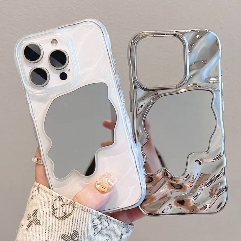 Electroplated Corrugated Mirror Mobile Phone Case Suitable for Apple 16/15Iphone13Max Huawei Makeup Mirror Protective Case Electroplated Corrugated Mirror Mobile Phone Case Suitable for Apple 16/15Iphone13Max Huawei Makeup Mirror Protective Case