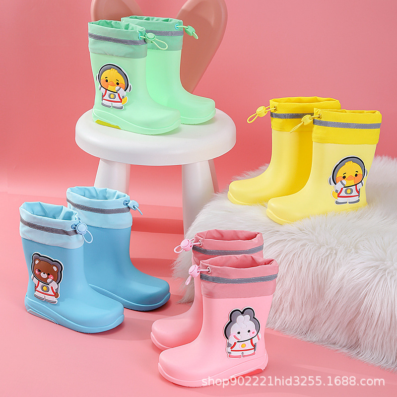 Charm Shark New Fashion Solid Color Cute Children's Casual Outdoor Four Seasons Cartoon Children's Rain Boots for Boys and Girls