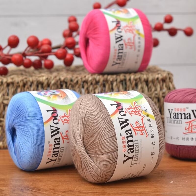 5号#亚麻蕾丝线钩针编织diy材料包宝宝婴儿童细毛线毛线球精纺