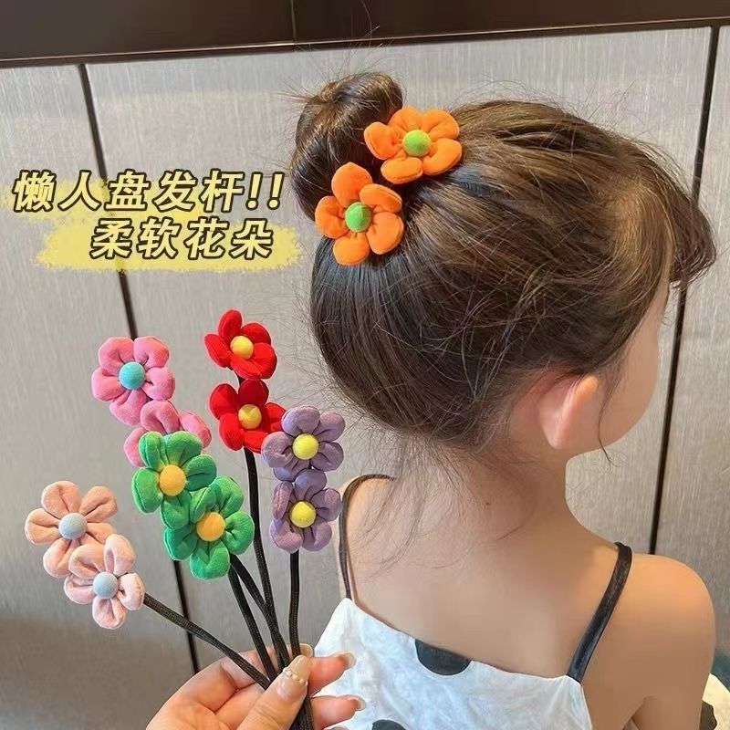 De los niños updo artefacto perezoso doble flor updo Rod bola cabeza pelo rizador de la muchacha headwear nuevos accesorios para el cabello de la muchacha