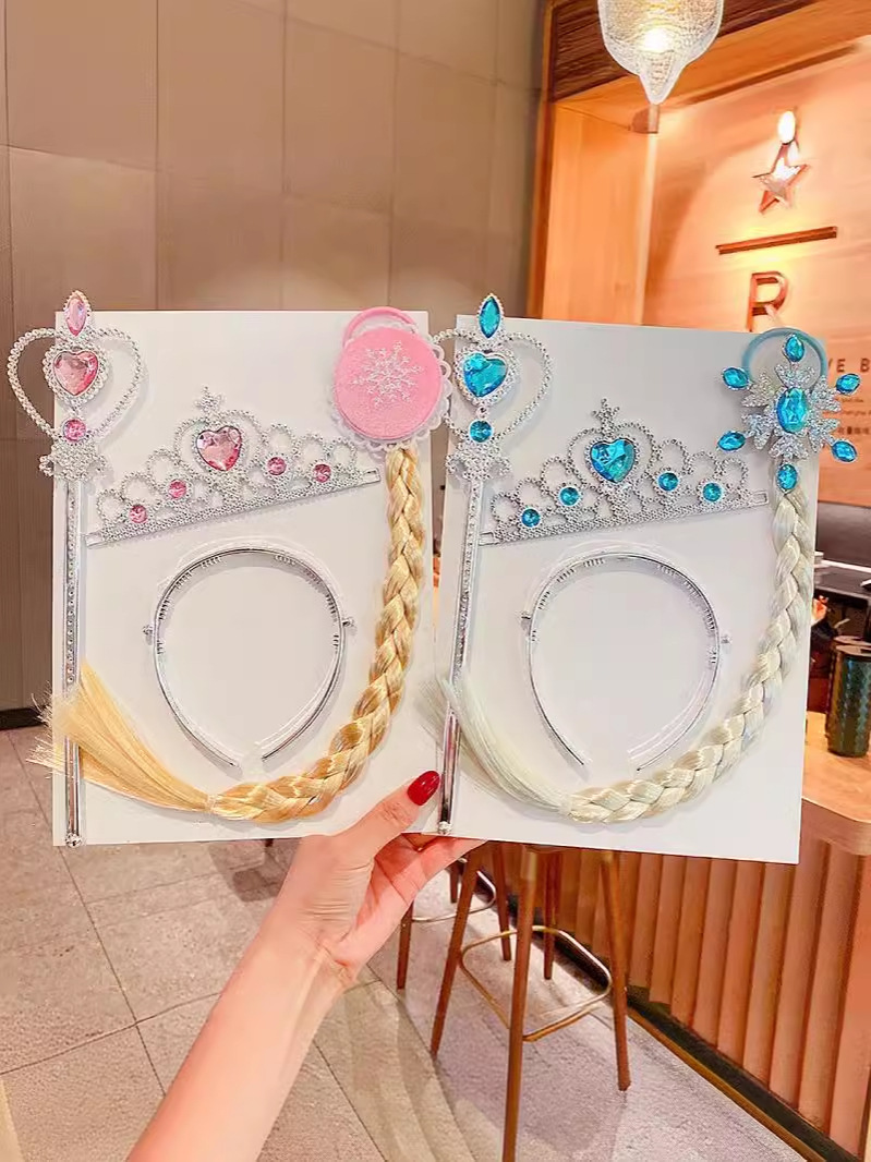 Corona para niños, peluca de Frozen, trenzas, accesorios para el cabello de súper hadas, diadema con forma de princesa para niñas, horquilla, tocado de Aisha