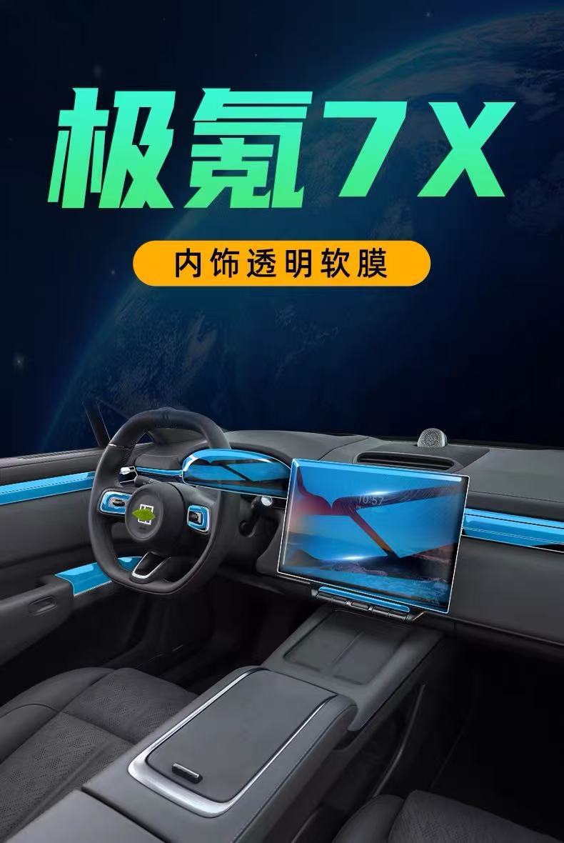 Suitable for 25 models of the Zeekr 7X: interior film for the central control screen, navigation screen protector, and gear shift sticker for car modification