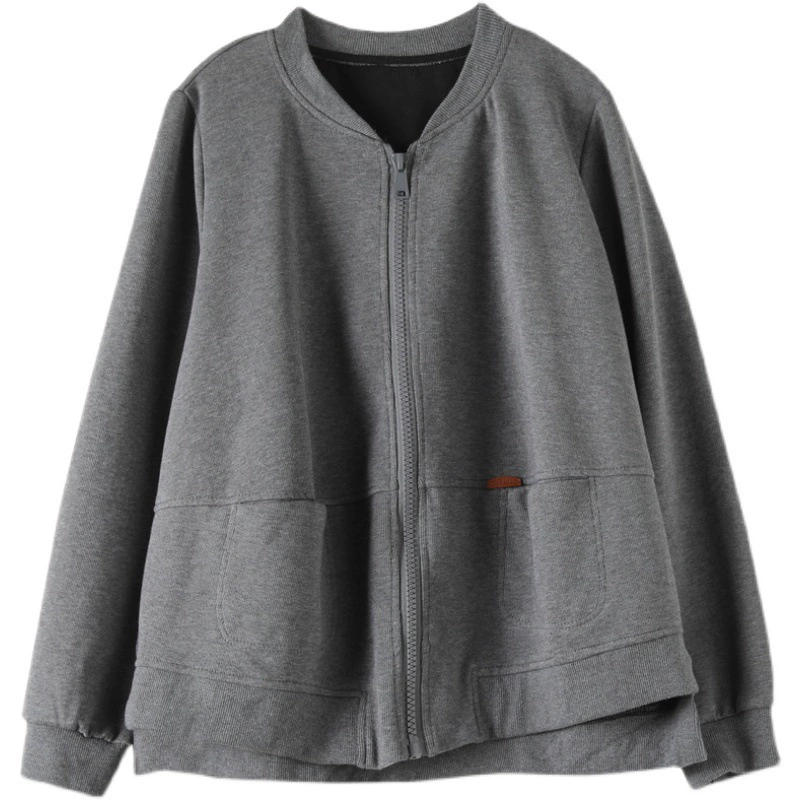 Retro cotton long-sleeve, autumn baseball jacket, oversize