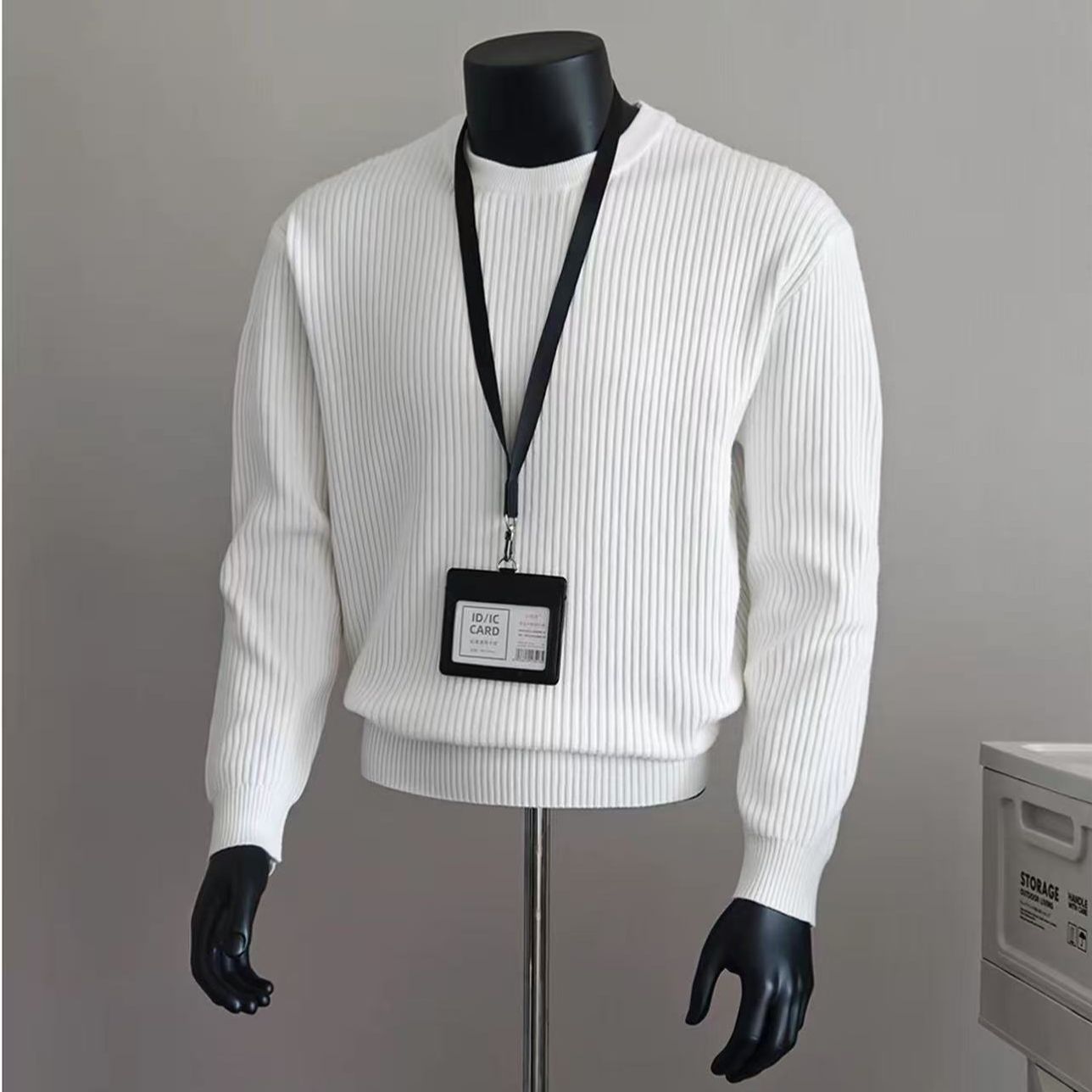 Old Money Style Heavy Knit Sweater Autumn and Winter Men's Retro Base Shirt High-End American Loose Long-Sleeve Top