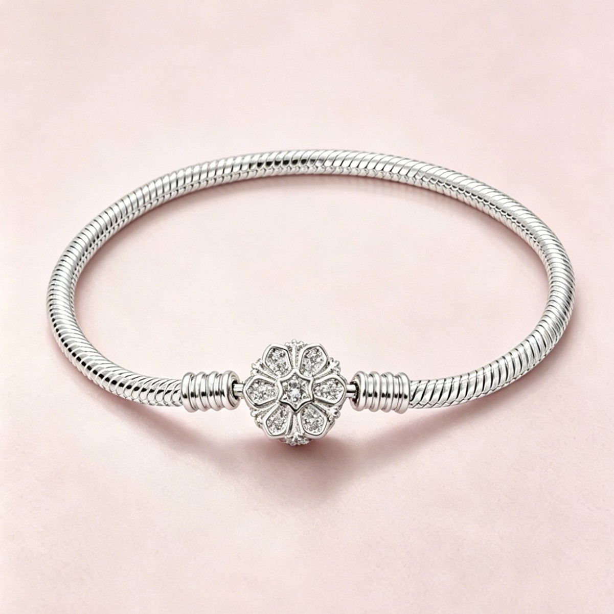 Panjia pulsera desmontable bronce simple pulsera plateada de piedra amor copo de nieve cuatro hojas joyas de la luna