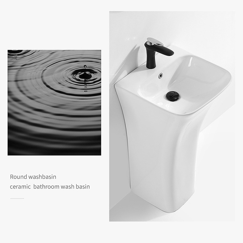 Lavabo de pedestal de una pieza cuenca integrada piscina deportiva Parque Baño de alto grado cilíndrico lavabo vertical image 4