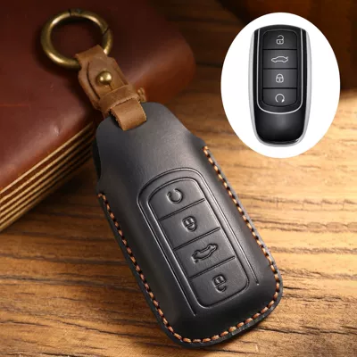 Car key bag Key Cover Genuine Leather Decoration - black