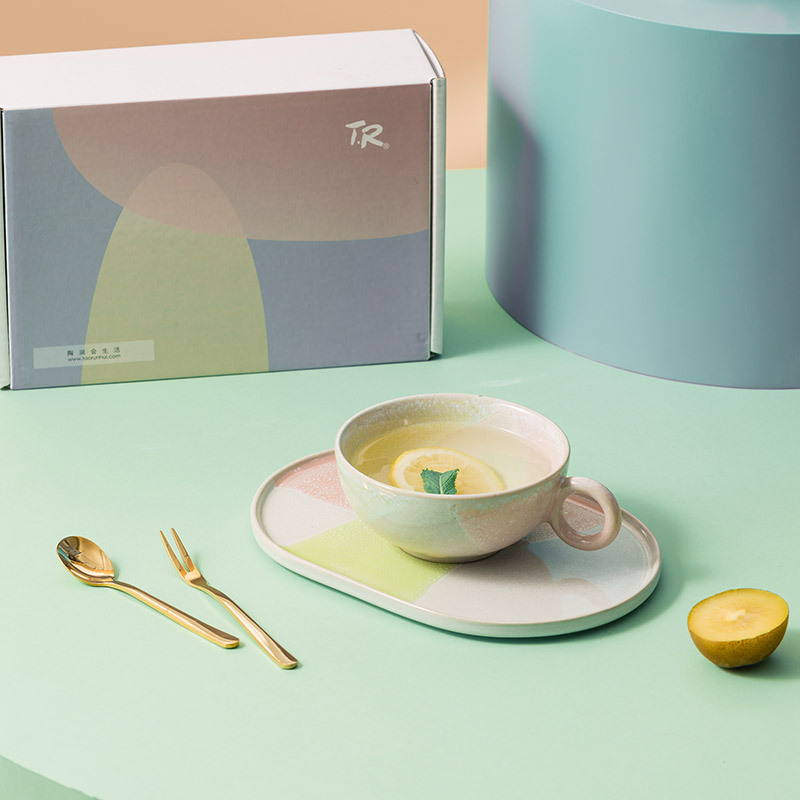 Chengyun taza de café y platillo traje Taza de cerámica mano regalo taza de agua oficina tarde ceremonia del té pequeño regalo