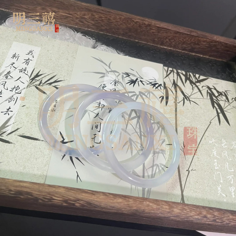 天然バイオレット玉髄ブレスレット氷種瑪瑙淡紫少女玉腕輪レイシ冷凍円条宝石サトイモ|undefined