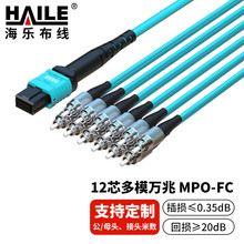 HAILE海乐 12芯MPO转FC万兆OM3数据中心连接线40G/100G/分支跳线