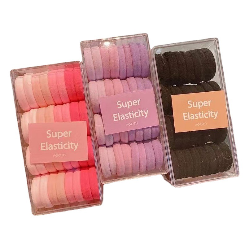 Banda de goma de lazo de pelo al por mayor en caja niñas alta Cola de Caballo cuerda de pelo banda de goma versátil nuevo color Banda de pelo cuerda de pelo