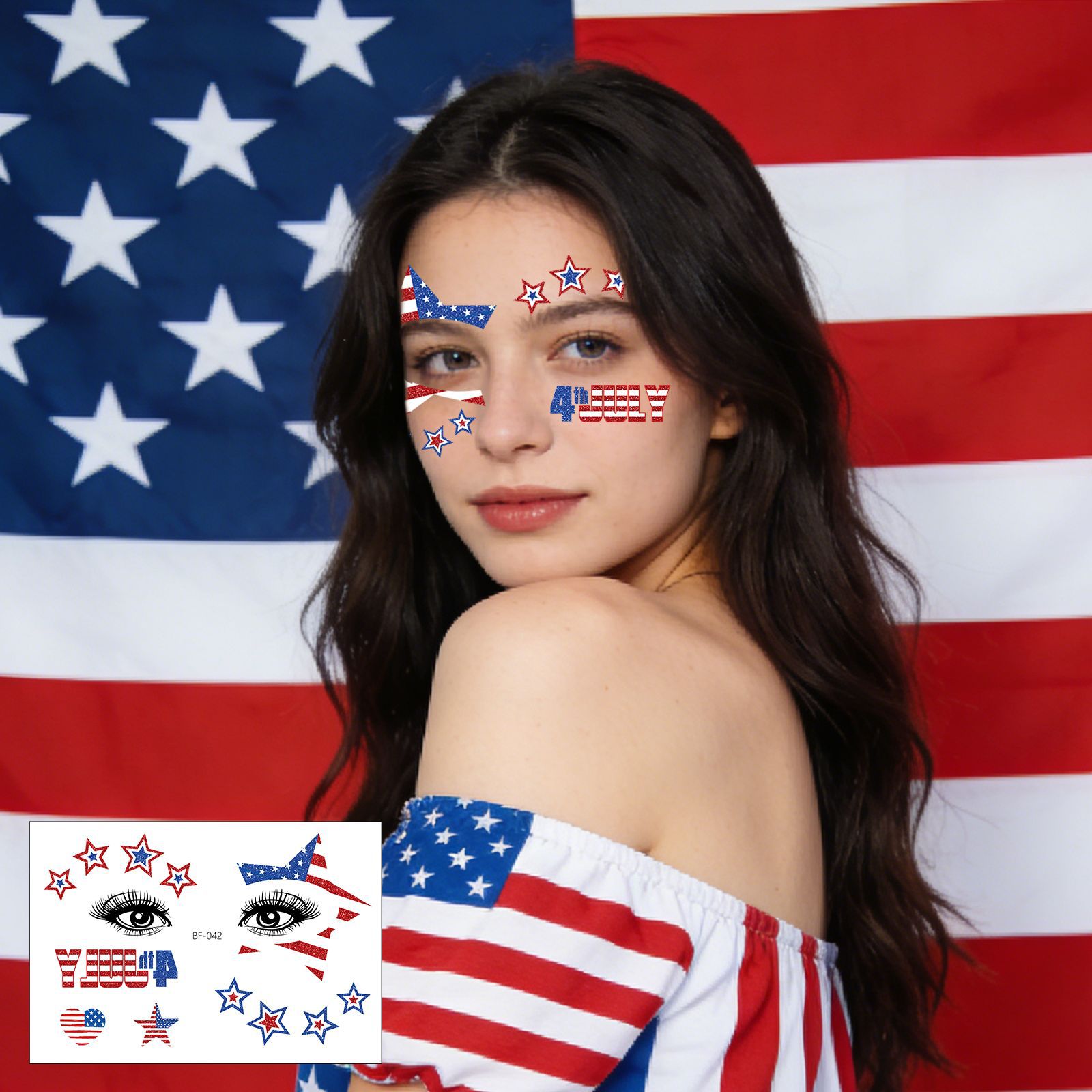 Tatuajes Temporales Faciales del Día de la Independencia 250 Aniversario de Papel de Transferencia de Agua Impermeables