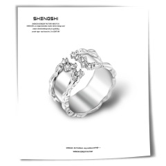 韓版INS極簡鏡面熔岩小眾高級輕奢不掉色冷淡風個性可調節戒指女