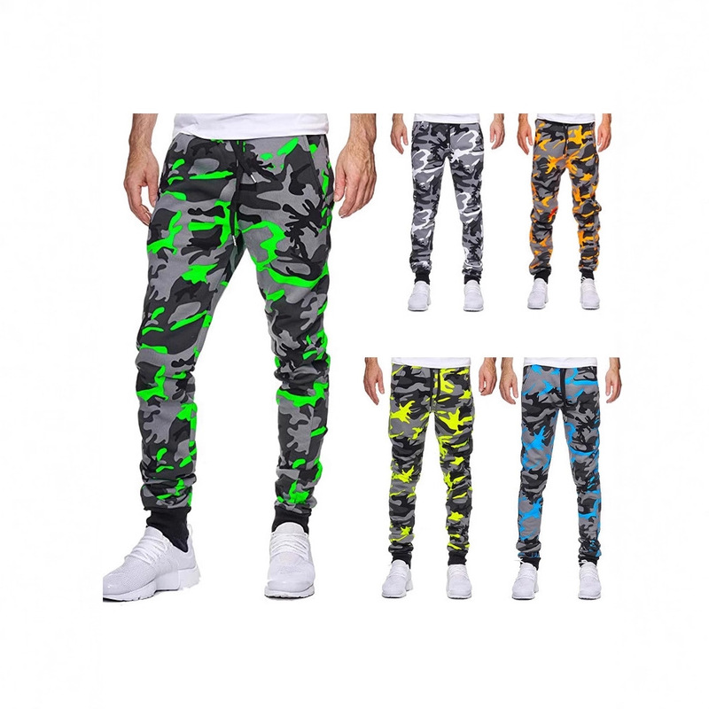 2025 New Autumn and Winter Men's Casual Camouflage Mid-Waist Printed Stretch Fabric Ready-Made Sports Jogging Pants Men's Pants