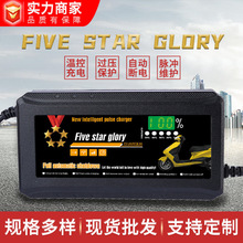 跨境直供铅酸电池充电器五星荣耀智能数显电动车铅酸电池充电器