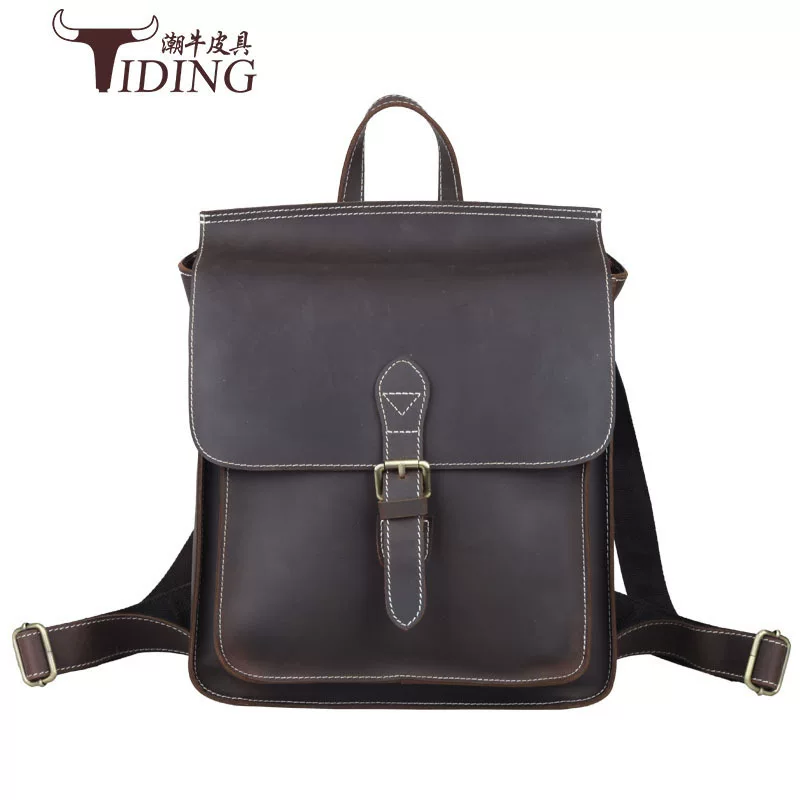 Retro backpack (TIDING), genuine leather, one‑shoulder universal style, custom‑made