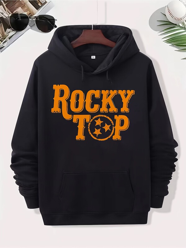 Men's Retro Orange Tennessee Graphic Hoodie - Black Streetwear Rock Design, Plaid Sweatshirt Men's Retro Orange Tennessee Graphic Hoodie - Black Streetwear Rock Design, Plaid Sweatshirt