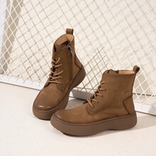 2025秋冬新款真皮厚底马丁靴女头层牛皮侧链接短靴男女同款靴子