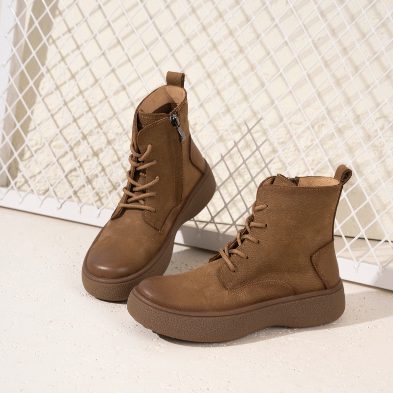 2025秋冬新款真皮厚底马丁靴女头层牛皮侧链接短靴男女同款靴子