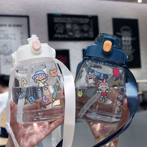 Big Belly Mug: Trendy 1300ML Large-Capacity Plastic Straw Cup with a Stylish Design – Perfect for Water or Beverages