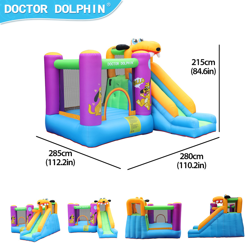 Doctor Delfín | Castillo inflable infantil para fiestas al aire libre, castillo para casa, trampolín, tobogán combinado, tobogán inflable pequeño