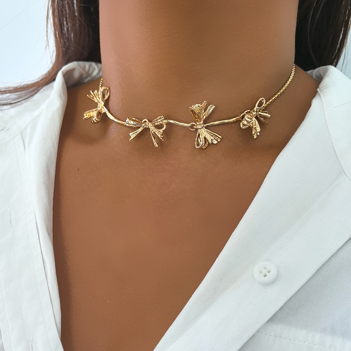 Holiday, Daily Occasion Elegant Bow Knot Zinc Alloy Chain-free Choker Wholesale