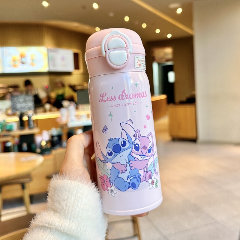 史迪奇双饮儿童保温杯女生高颜值吸管水杯316不锈钢学生便携杯子|undefined