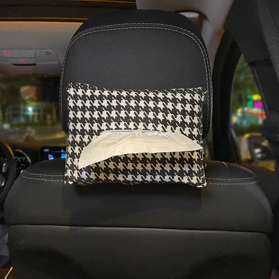 Car Tissue Box, Hanging Car tissue box/set - solid-color-houndstooth-tissue-box