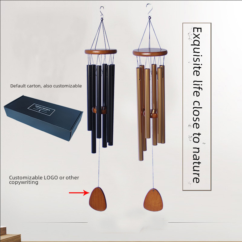 Cross-border European and American elegant six-tube 32-inch metal wind chime pendant for balcony courtyard decoration holiday gift