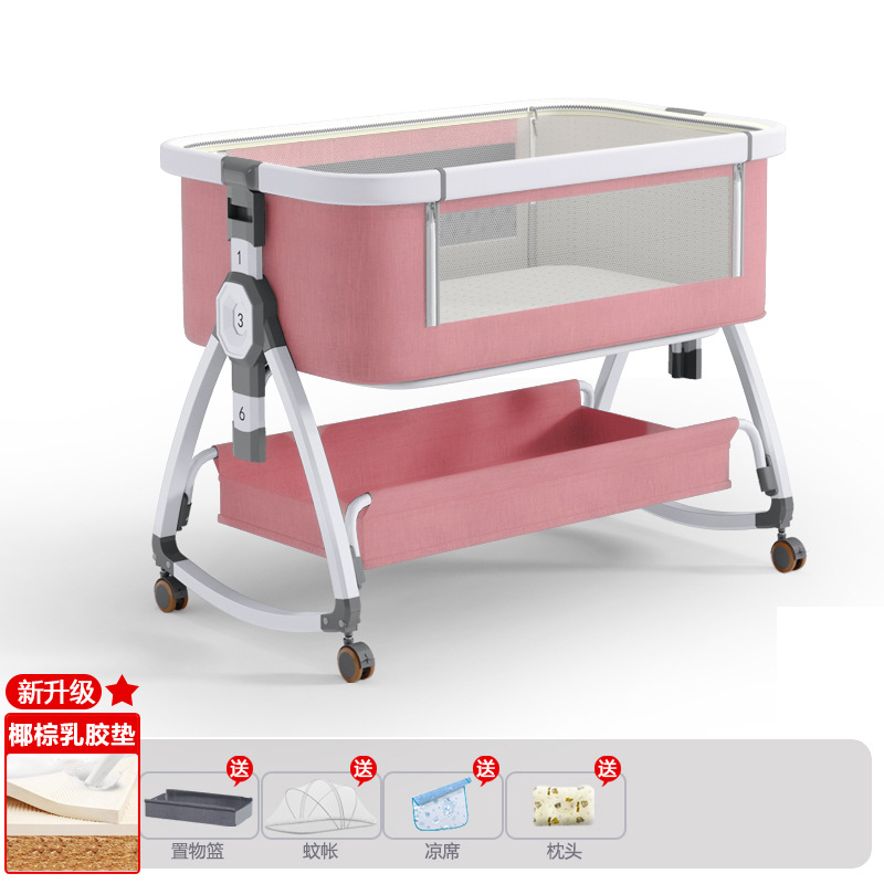 Cuna de bebé recién nacido cama costura Cama grande Baby Shaker BB cama de los niños cuna cama multifuncional móvil plegable image 65