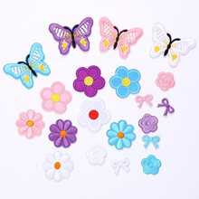 跨境直销蝴蝶结电脑刺绣布贴自粘胶服装辅料DIY手工贴补丁贴批发