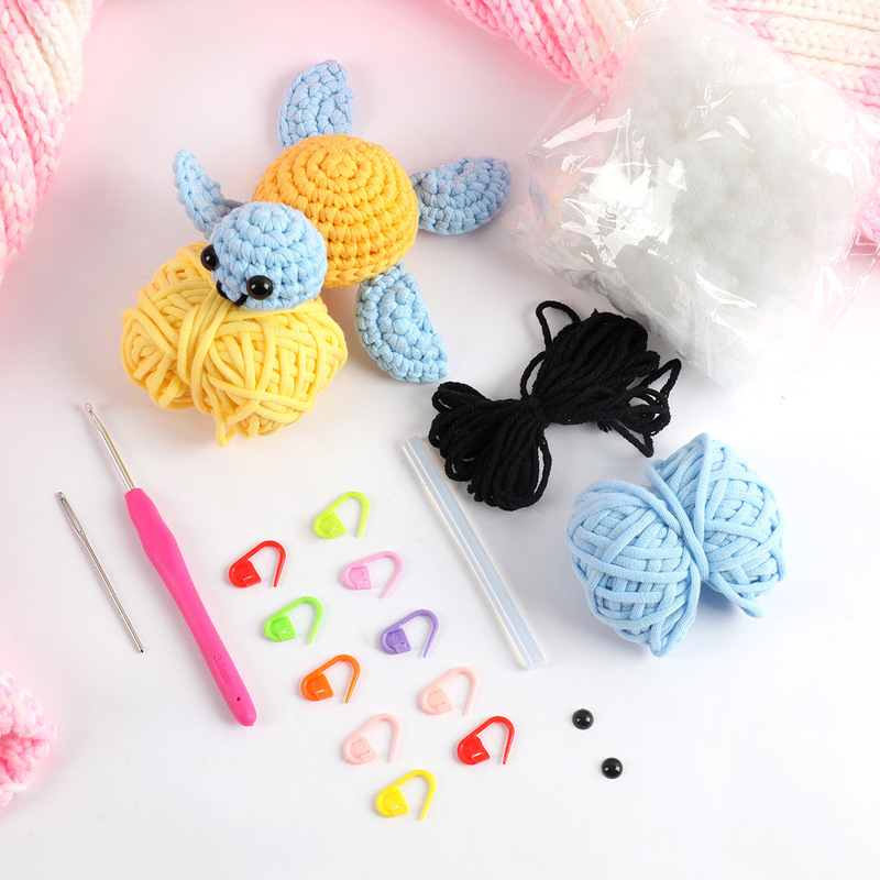 Cross-border new doll material bag home leisure hand-woven creative crochet suit turtle with tutorial wholesale