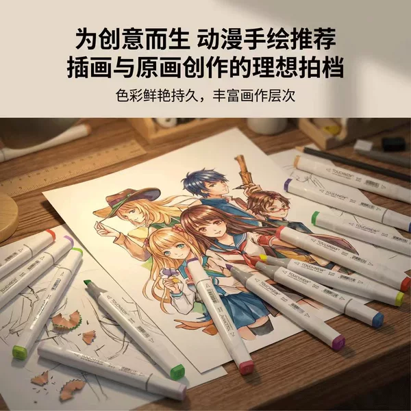 TOUCHNEW Single Color Touch-Up Series Dual-Head Marker Pen for Students, Art Exams, Anime Drawing, Direct from Manufacturer